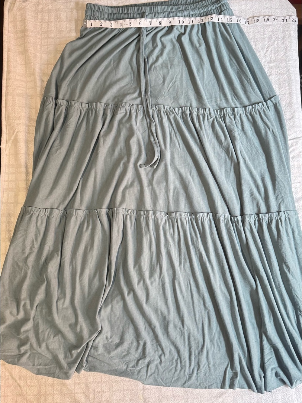 Zenana Outfitters Sage Green Tiered Maxi Skirt
